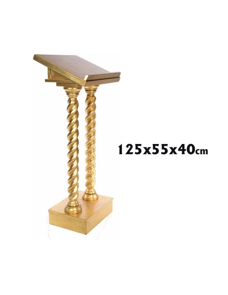 Atril Madera 2 Columnas Decoracion Oro 125X55x40 Cm