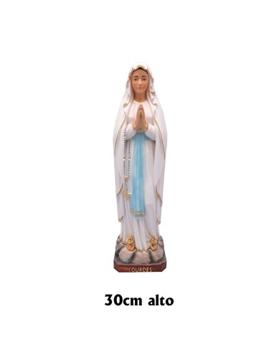 Virgen Lourdes Res 30cm Decorada