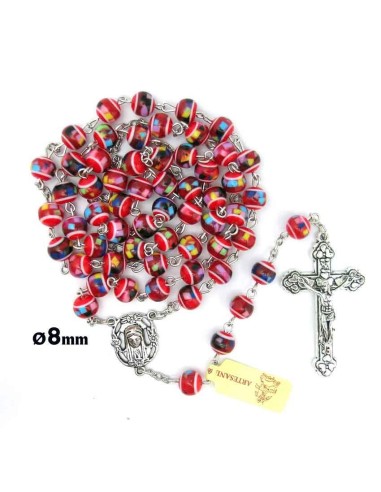 Rosario Plastico Redondo Rojo 8Mm...