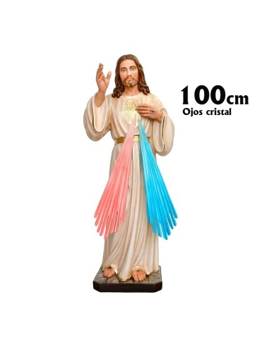 Jesus Misericordioso Res 100cm Decorado Hueco Ojos De Cristal