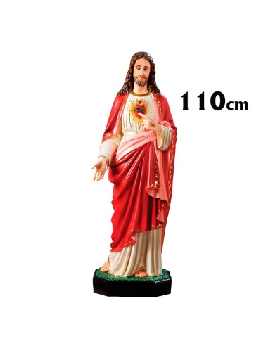 Corazon De Jesus Res 110cm Decorado Hueco Brazos Abiertos Ojos Cristal