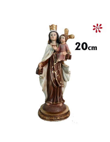 Virgen Carmen Res 20cm Base Redonda Dorada P56