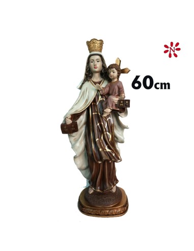 Virgen Carmen Res 60cm Base Redonda Dorada P63