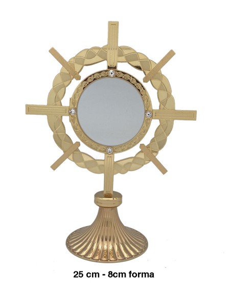 Custodia Dorada Tipo Timon Trenzada Adornos Transparentes Pie Rayado 25Cm