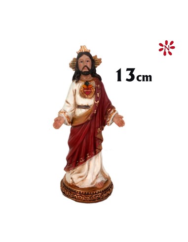 Corazon De Jesus Res 13cm Base Redonda Dorada P59