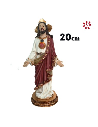 Corazon De Jesus Res 20cm Base Redonda Dorada