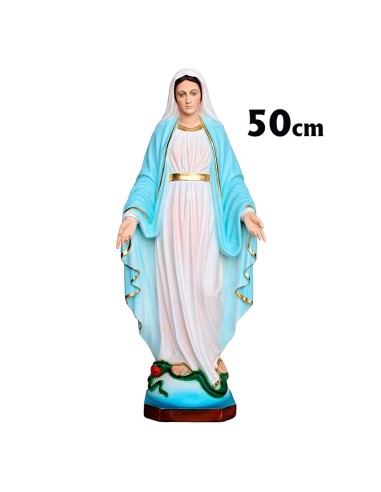 Virgen Milagrosa Res 50cm Decorada Manos Abiertas