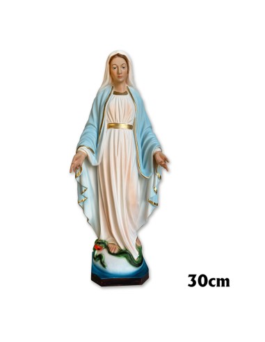 Virgen Milagrosa Res 30cm Decorada Manos Abiertas