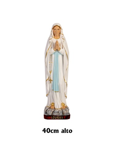 Virgen Lourdes Res 40cm Decorada