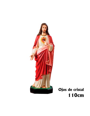 Corazon De Jesús Res 110cm Decorado Hueco Ojos De Cristal