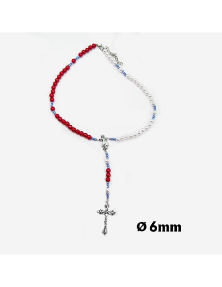 Rosario Collar Plastico Jesús Misericordioso Tres Tonos