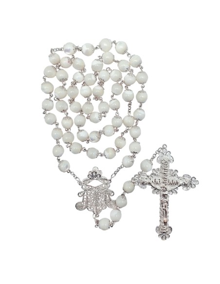 Rosario Nacar 10Mm Liso Con Cruz Y Maria De Alpaca