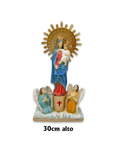 Virgen Del Pilar Res 30cm Con Dos Angelitos P51