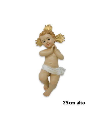 Niño Jesús Res 25cm Pañal Blanco Manos Juntas Con Corona