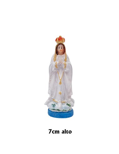 Virgen Fatima Res 8cm base azul