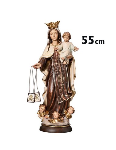 Virgen Carmen Madera 55cm Decorada A Mano Estilo Envejecido