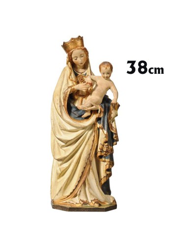 Virgen Madera 38cm Estilo Gotico Acabado Envejecido