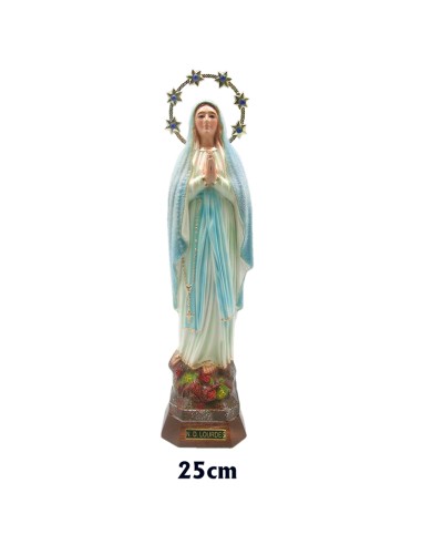 Virgen Lourdes 25cm Higrometro Cambia Color Del Manto Con El Tiempo