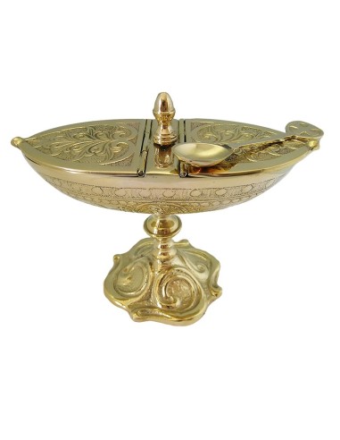 Naveta Dorada Labrada Con Base Altura...