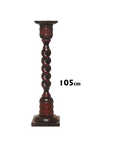 Cirial Madera Nogal Columna Salomonico 105cm