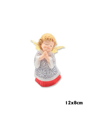 Angel Res Manos Juntas 12cm Pk Vestido Blanco Bajo En Rojo Alas Doradas