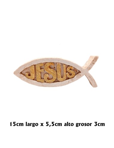 Pez De Sobremesa 6x15cm A Dos Colores Con Texto Jesus En Su Interior