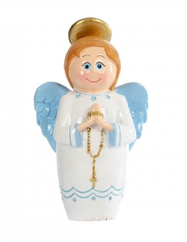 Angel De La Guarda Niño Infantil 9cm Blanco Y Celeste