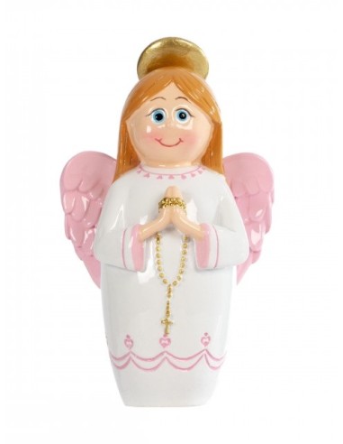 Angel De La Guarda Niña Infantil 9cm Blanco Y Rosa