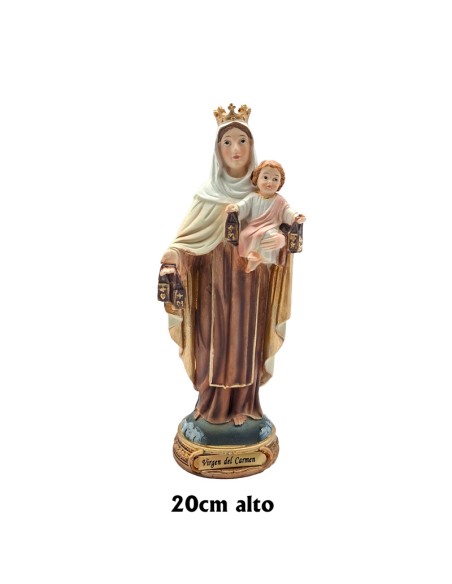 Virgen Carmen Res 20Cm Pj1 Base Redonda Dorada Con Nombre