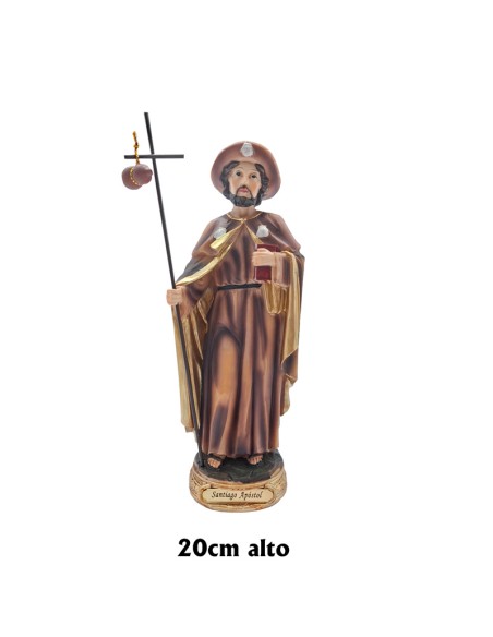 Santiago Apostol Res 20Cm Pj14 Base Redonda Dorada Con Nombre