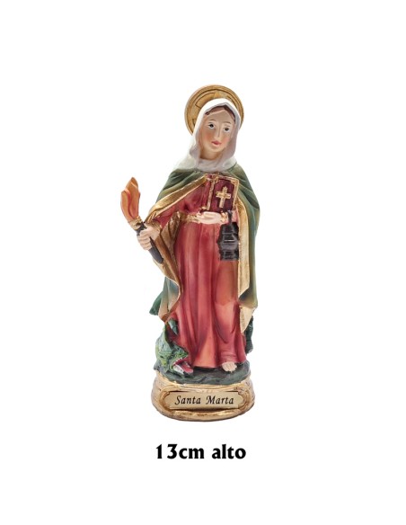 Santa Marta Antorcha Biblia Y Dragon Res 13Cm Pj9 Base Redonda Dorada Con Nombre