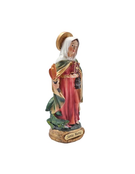 Santa Marta Antorcha Biblia Y Dragon Res 13Cm Pj9 Base Redonda Dorada Con Nombre