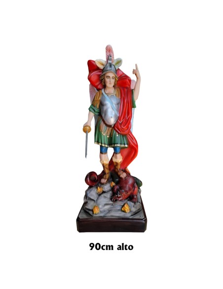 San Miguel Arcangel Fibra De Vidrio 90Cm Alas Plegadas