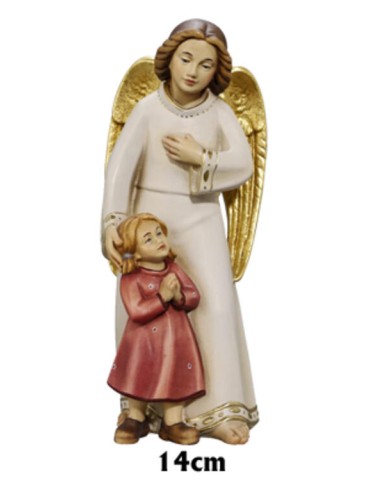 Angel Guarda Con Niña Madera 14Cm...