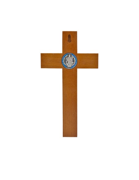 Crucifijo Madera San Benito 30x15. 5cm medallas esmaltadas ancho 3.4cm espeso 2.6cm