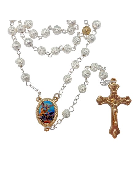 Rosario Metal Santa Luisa Rosas Cruces Caja