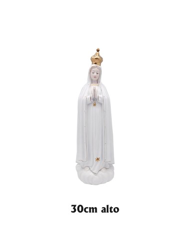 Virgen Fatima ceramica 30cm corona dorada