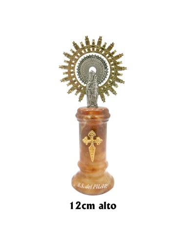 Virgen Pilar 12cm Pie Alabastro Marron