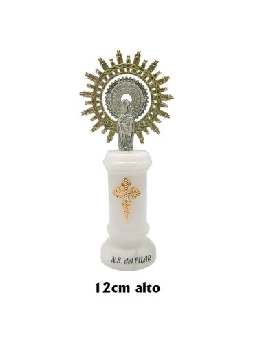 Virgen Pilar 12cm Pie Alabastro Blanco