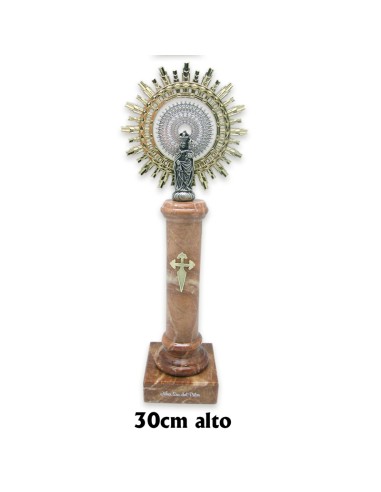 Virgen Pilar 30cm Columna Alabastro Marron