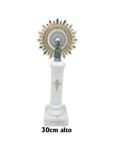Virgen Pilar 30cm Columna Alabastro Blanco