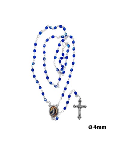 Rosario Cristal Tallado 4mm Azul