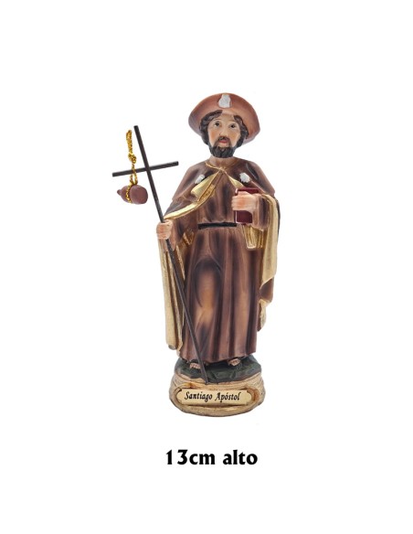 Santiago Apostol Res 13Cm Pj18 Base Redonda Dorada Con Nombre