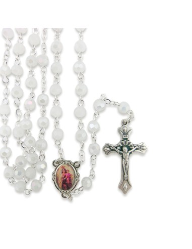 Rosario Cristal Tallado 6mm Blanco