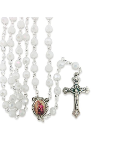 Rosario Cristal Tallado 6mm Blanco