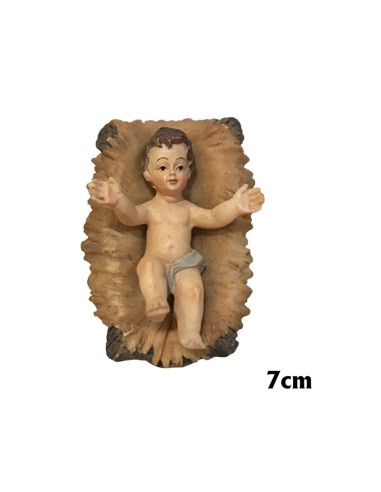 Niño Jesús En Cuna Res 7cm Brazos...