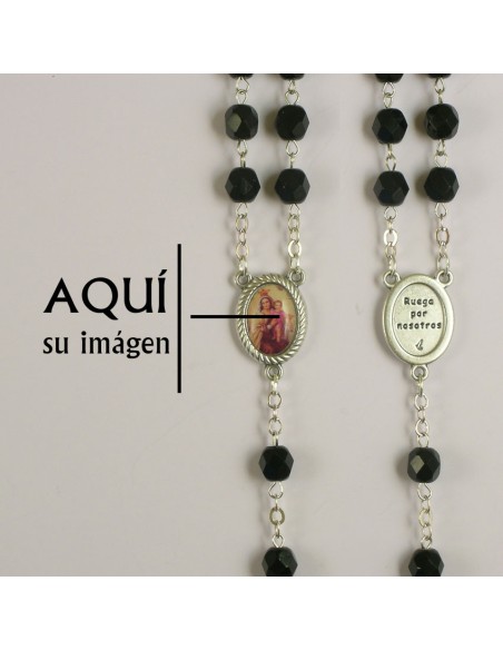 Rosario Cristal Tallado 7mm Negro