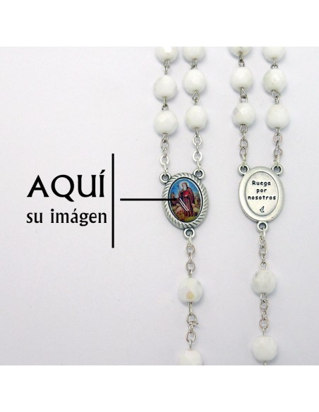 Rosario Cristal Tallado 7mm Blanco