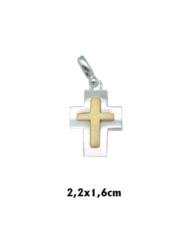 Cruz Plata 22X16mm Con Cruz Dorada...