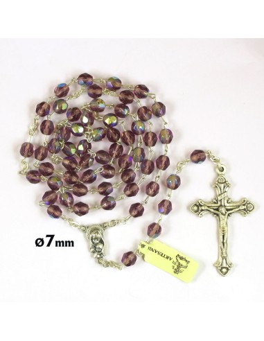 Rosario Cristal Tallado 7mm Morado